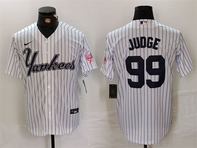 Men's New York Yankees #99 Aaron Judge White Cool Base Stitched Baseball Jersey